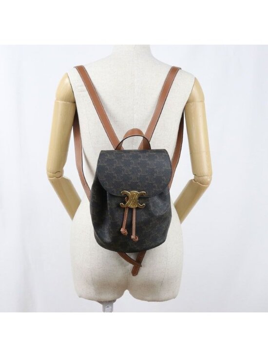 Celine Bonnie Triomphe Canvas Backpack Leather main image 4
